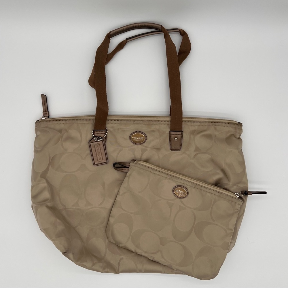 🥀 Coach Fabric Tote Weekender Bag & Matching Tote - Picture 12 of 14